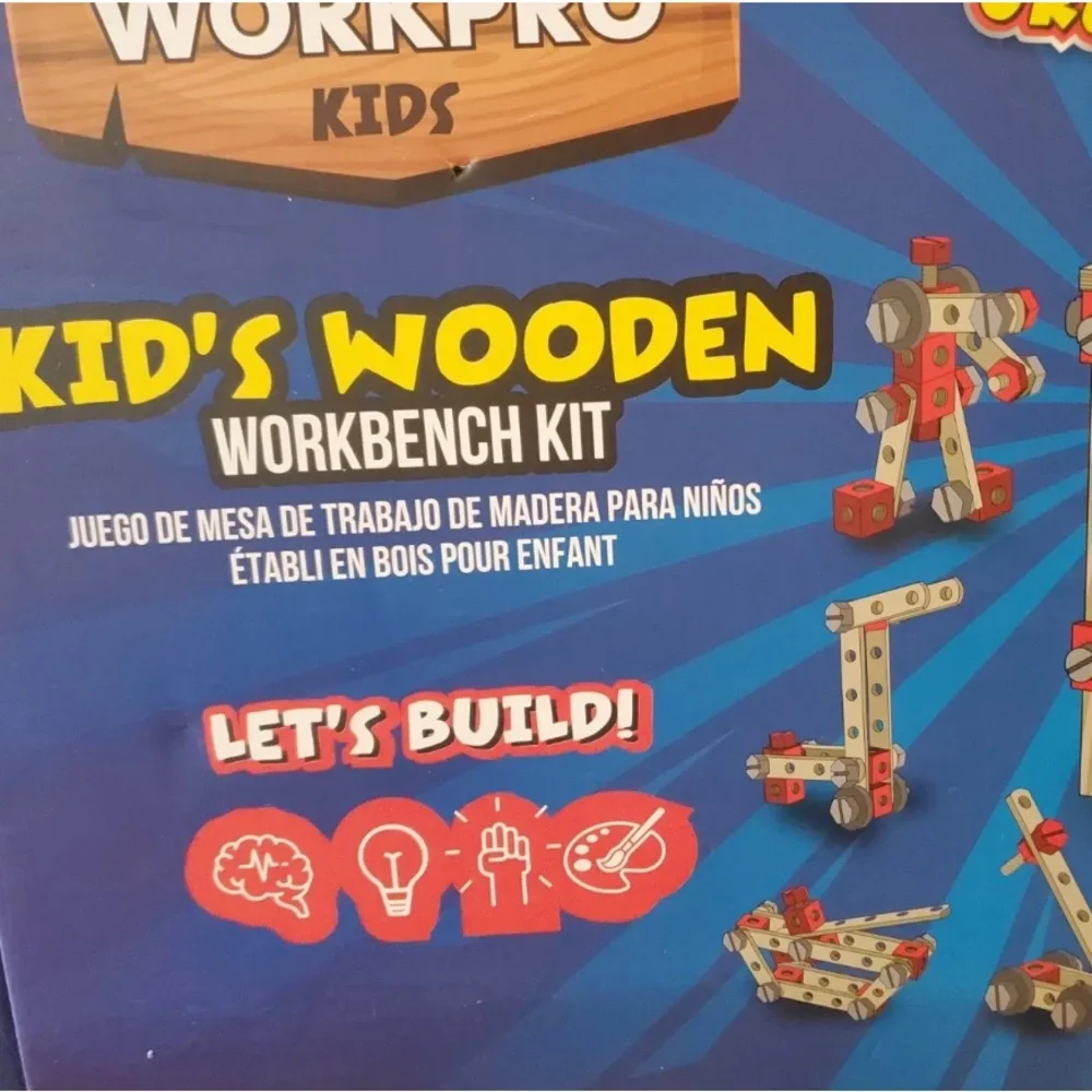 NEW (open box) WORKPRO Wooden Workbench Kit Kids Tool Bench 70PC Building Set